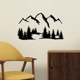 Wallity Nature And Mountain - 1 Escultura de Pared Metálica Negra